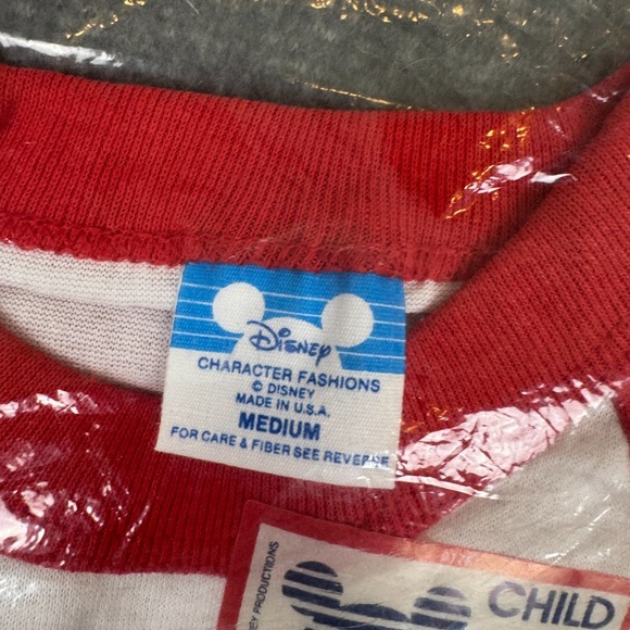 Vintage Walt Disney World Ringer T Shirt Kids Medium 6-8 Mickey Mouse Deadstock - Picture 2 of 4